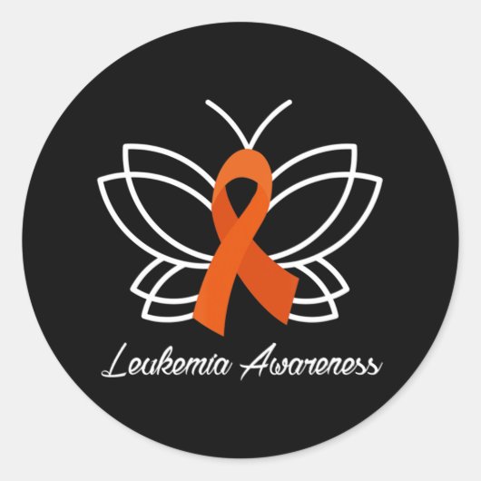 Ribbon Butterfly Aml Leukemia Bewusstsein Runder Aufkleber (Vorderseite)