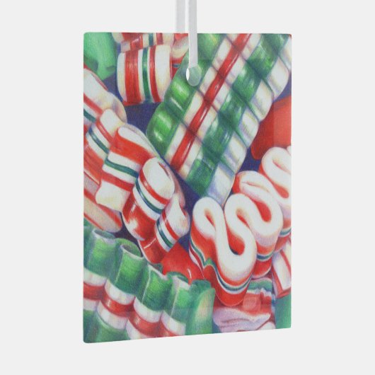 RIBBON CANDY Glas Square Ornament (Vorderseite Rechts)