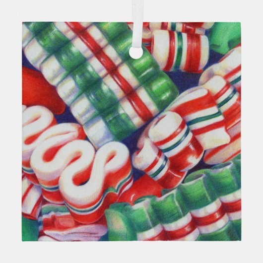 RIBBON CANDY Glas Square Ornament (Rückseite)