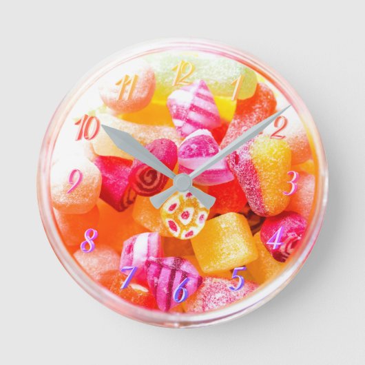 Ribbon candy jar cute colorful sweets runde wanduhr (Vorderseite)