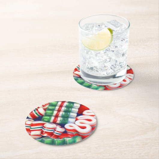 RIBBON CANDY Round Paper Untersetzer (Vor Ort)