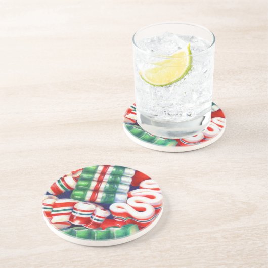 RIBBON CANDY Round Sandstone Untersetzer (Seite)