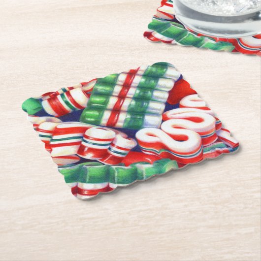 RIBBON CANDY Scalloped Square Paper Untersetzer (angewinkelt)