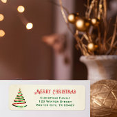 Ribbon Christmas Tree Gold Rücksendeadressen-Aufkl