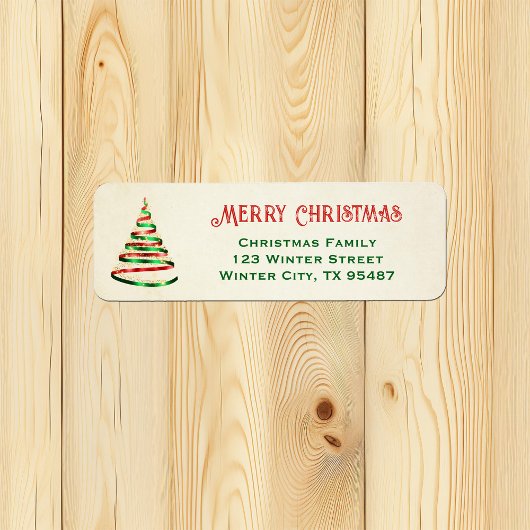 Ribbon Christmas Tree Gold Rücksendeadressen-Aufkl