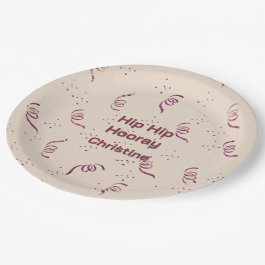 Ribbon & Confetti Any Age Birthday Party Pappteller (Schrägansicht)