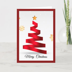Ribbon Cristmas Tree Desig Greeting Christmas Card Feiertagskarte