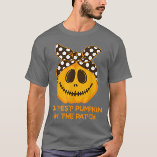 Ribbon Cutest Pumpkin In The Patch Costume Spooky  T-Shirt