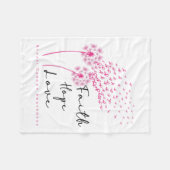 Ribbon Dandelion Faith Hope Liebe Brustkrebs Fleecedecke (Vorderseite (Horizontal))