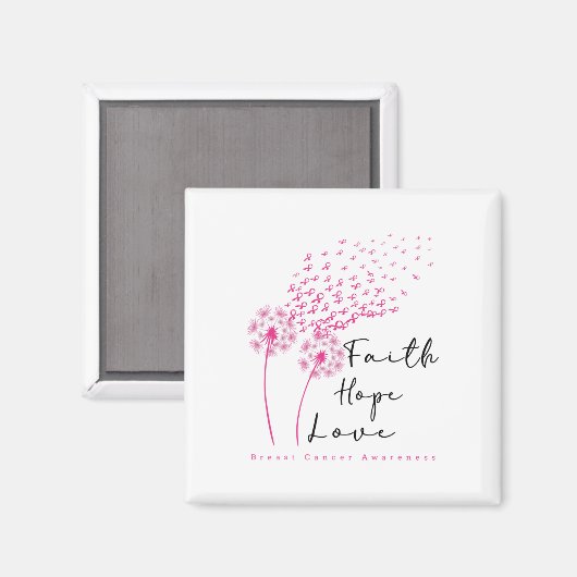 Ribbon Dandelion Faith Hope Liebe Brustkrebs Magnet (Vorderseite/Rückseite)
