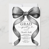 Ribbon der Minimalistischen Black Bow Graduation P Einladung (Vorderseite)