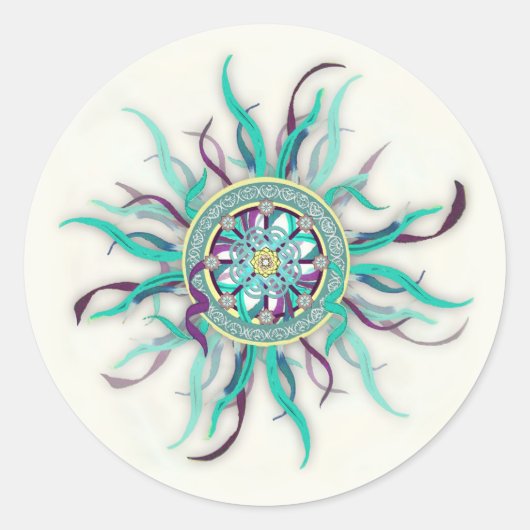 Ribbon Dharma Wheel Mandala Sticker (Vorderseite)
