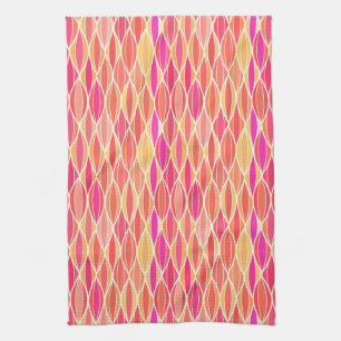Ribbon-Druck im Mid-Century-Stil - rosa, korallenr Küchentuch