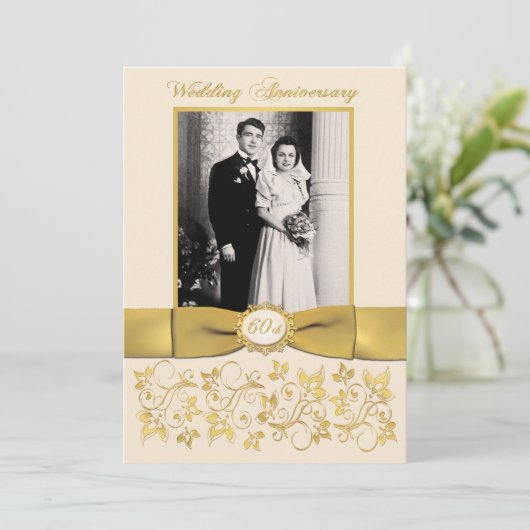 RIBBON-Einladung zum 60. Jubiläum Einladung (Stehend Vorderseite)