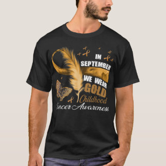 "Ribbon Feather Gold Childhood Cancer Awareness in T-Shirt