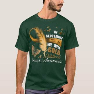 "Ribbon Feather Gold Childhood Cancer Awareness in T-Shirt