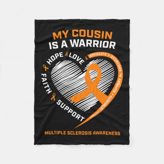 Ribbon Frau Warrior Cousin Multiple Sklerose Aware Fleecedecke (Vorderseite)