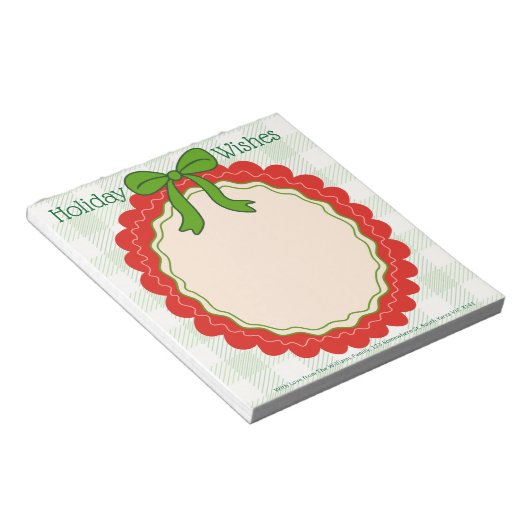 Ribbon & Frills Holiday Message Personalized Notizblock (angewinkelt)