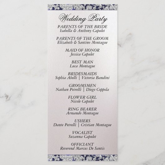 Ribbon & Glitzer auf Perl - Blue Wedding Programm (Rückseite)