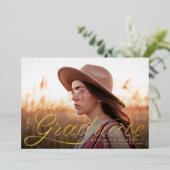 Ribbon Graduate Classic Foto Abschluss Folieneinladung (Stehend vorne)