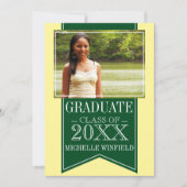 Ribbon Green School Colors Foto Abschluss Einladung (Vorderseite)