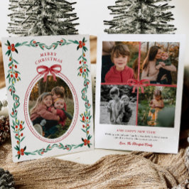 Ribbon Greenery Foto Weihnachtskarte Feiertagskarte