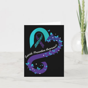 Ribbon Heart Butterfly Suicide Bewusstsein Mental  Karte