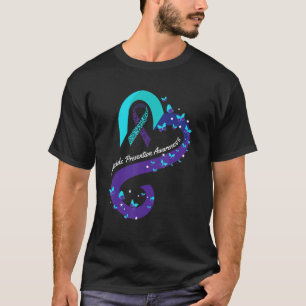 Ribbon Heart Butterfly Suicide Bewusstsein Mental  T-Shirt