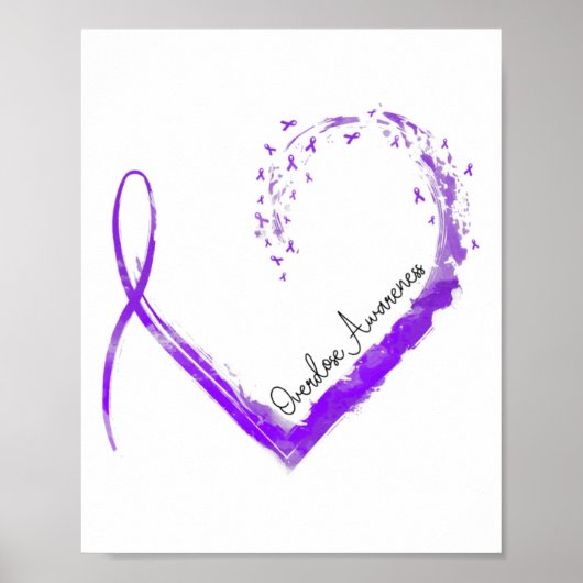 Ribbon Heart Overdose Awareness 1 Poster (Vorne)