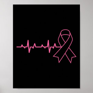 Ribbon Heartbeat Niedlich Breast Cancer Awareness  Poster