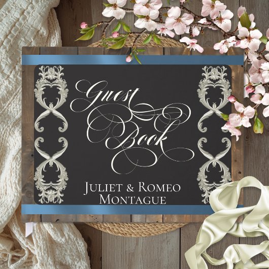 Ribbon & Herz Hochzeit - Blau Gästebuch