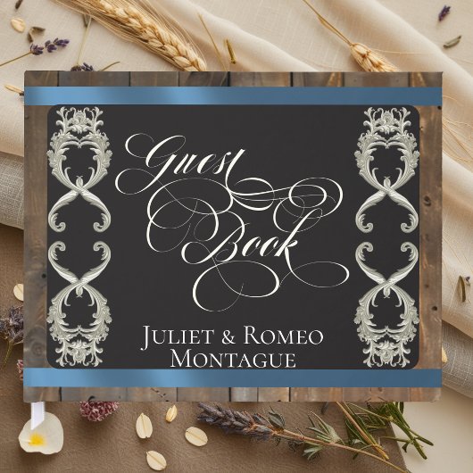 Ribbon & Herz Hochzeit - Blau Gästebuch