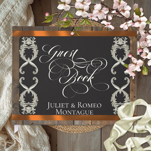 Ribbon & Herz Hochzeit - Kupfer Gästebuch