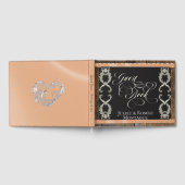 Ribbon & Herz Hochzeit - Pfirsich Gästebuch (Voll)