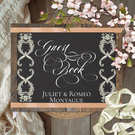 Ribbon & Herz Hochzeit - Pfirsich Gästebuch