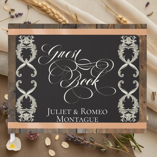 Ribbon & Herz Hochzeit - Pfirsich Gästebuch