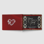 Ribbon & Herz Hochzeit - Rot Gästebuch (Voll)