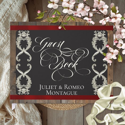 Ribbon & Herz Hochzeit - Rot Gästebuch