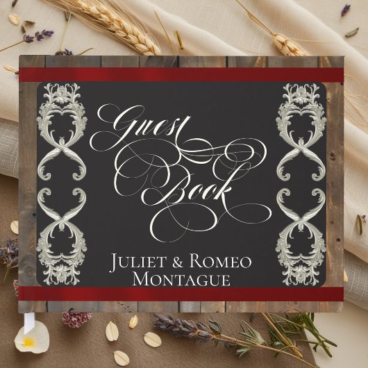 Ribbon & Herz Hochzeit - Rot Gästebuch