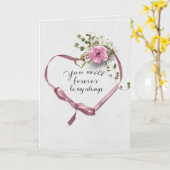 Ribbon Herz mit Rose und Ivy Karte (Gelbe Blume)