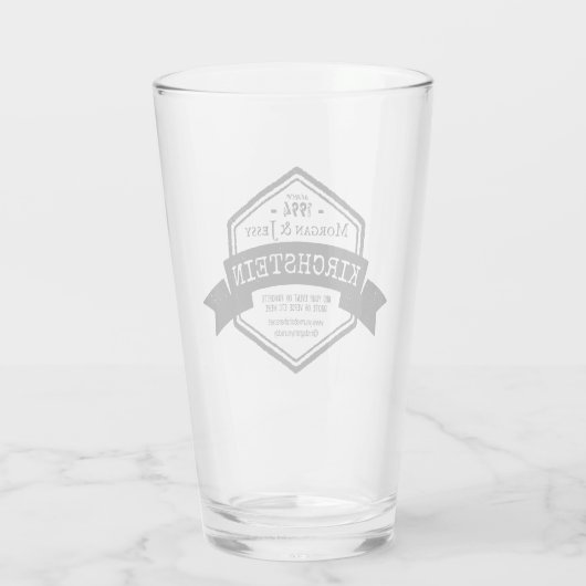 Ribbon-Hexagon-Logo anlässlich der Hochzeit von Vi Glas (Rückseite)