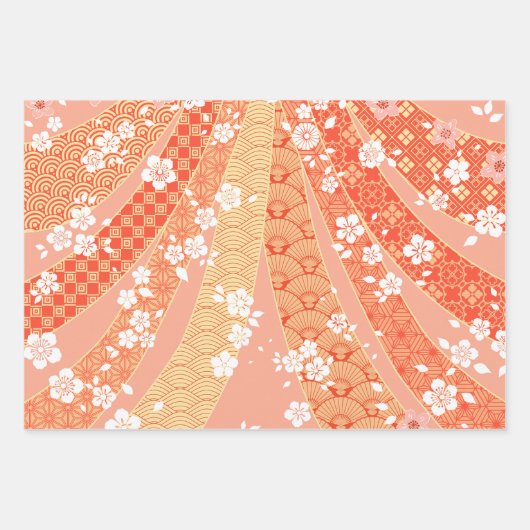  Ribbon Kimono Mix Pattern Geschenkpapier Set (Vorderseite)