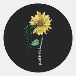 Ribbon Krieger und Unterstützer - Psychische Gesun Runder Aufkleber