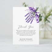 Ribbon Lavender Beerdigung Danke Karte (Stehend Vorderseite)