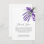 Ribbon Lavender Beerdigung Danke Karte (Vorne/Hinten)