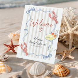 Ribbon Lobster She is Catch Bridal Shower Welcome Sockelschild