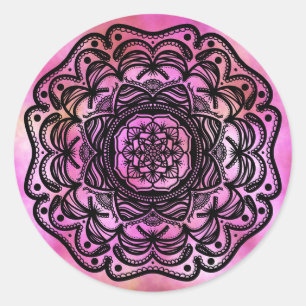 Ribbon Mandala Runder Aufkleber