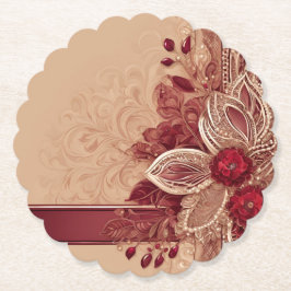 Ribbon on Red Floral AI art Untersetzer