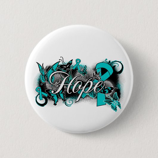 Ribbon Ovarian Cancer Garden Button (Vorderseite)