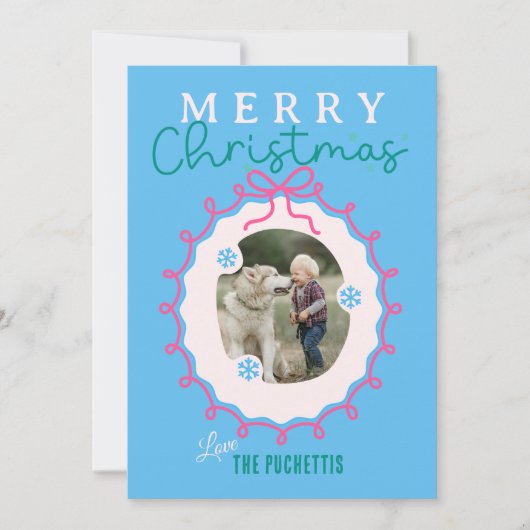 Ribbon Pink Bilderrahmen Weihnachtszeit Feiertagskarte (Vorderseite)